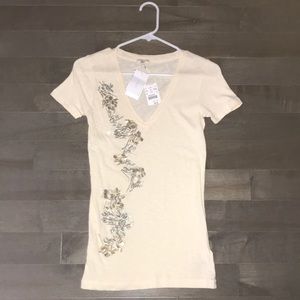 J.Crew v neck shirt with embellishment